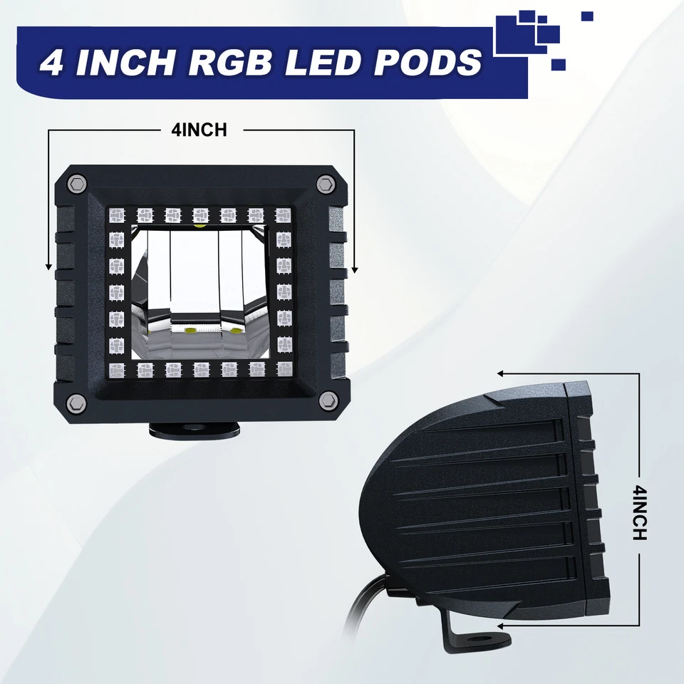COMBO BARRA DE LUZ LED RGB 42" Cambio Persecución Estroboscópica Bluetooth 2-Vainas Luces de Roca Foto 3 de 4