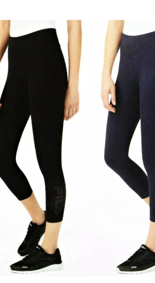FILA leggings neri Active Capris pantaloni neri con logo taglia small nuovi con etichetta donna