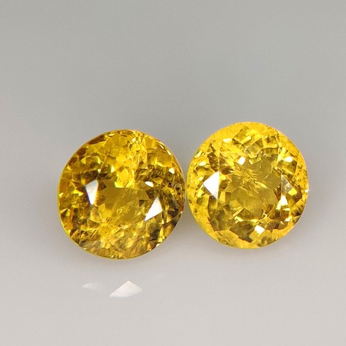 2.28 Ct Natural Top Luster Yellow Beryl Flawless Round Quality Pair,Brazil-A468