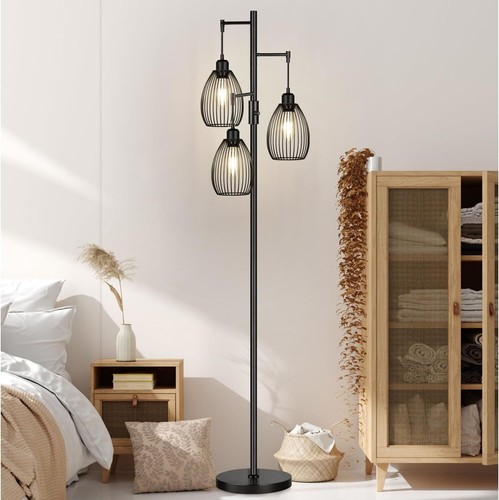 Dimmable Floor Lamp, 3 x 800LM LED Edison Bulbs Included, Farmhouse Industrial F - Picture 7 of 7