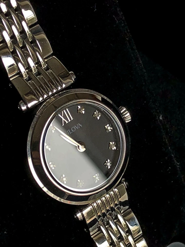 Bulova 96S169 Ladies Black Mother Of Pearl with Diamonds Wristwatch - Image 3 of 4