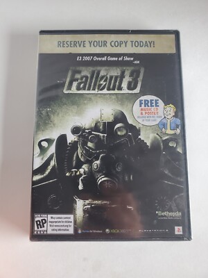 Fallout 3 2008 Preorder Promo Soundtrack CD + Poster Bethesda RARE SEALED