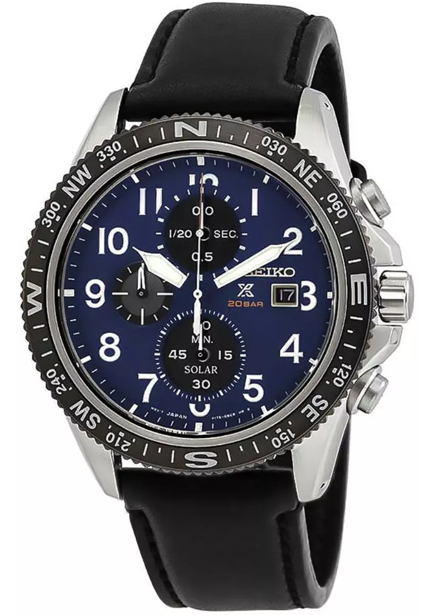 Seiko solar leather strap shop men's watch