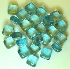 Samorodki szklane - Klocki dekoracyjne - Kwadrat, w hellakwamarynie w torbie 200g - AE 1124