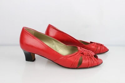 E. Gibellieri Italy Escarpins vintage tout cuir rouge T 40 - 39,5 Très bon état - Photo 1/4