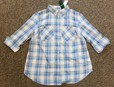 PLUS SIZE New Lauren Ralph Lauren Women's Roll Tab Sleeve Button Up Shirt - 1X