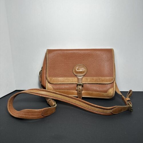 Vintage Classic Dooney & Bourke Crossbody Bag Top Handle Brown Leather 11x8 - Picture 1 of 6