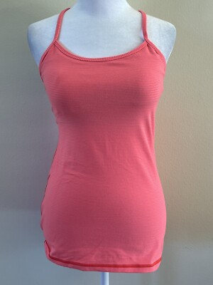 Lululemon Power Y Tank Loun Light Tonka Stripe Flare Racerback Orange Yoga 6