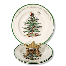Vintage Spode Dinner Plate Set Christmas Tree 75th Anniversary Commemorative 3 