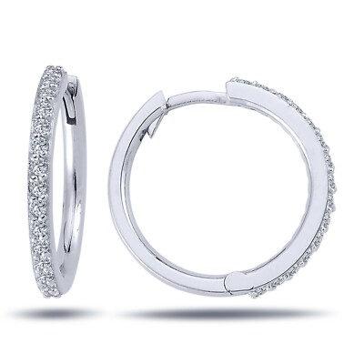 Diamant Creolen Brillant-Schliff Ohrringe Ohrschmuck 14 Karat Weißgold S30041