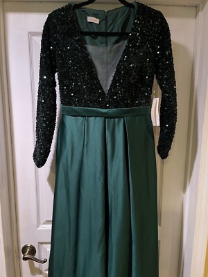 white christmas dresses Luxurious Mauve Purple Sequin Evening Gown with Sheer long sleeves main image 0