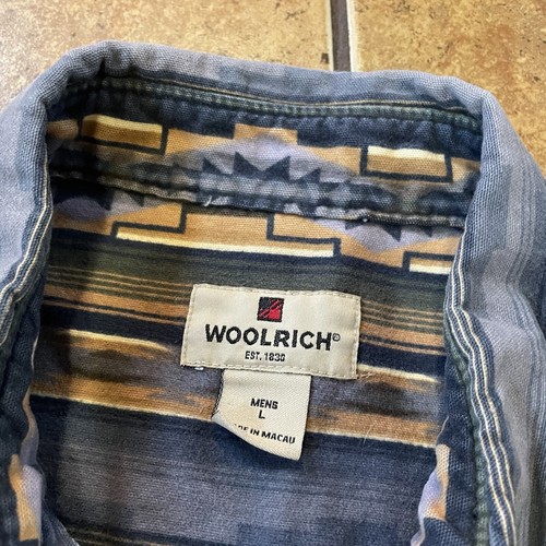 Vintage Woolrich Shirt Mens Large Button Down Southwest Aztec Flannel - Picture 3 of 7