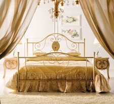 LETTO FERRO BATTUTO LORY MATRIMONIALE  AVORIO ANT.