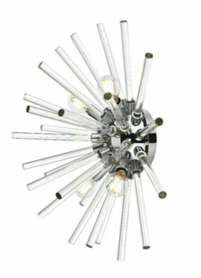Wall Sconce Sputnik Chrome Bathroom Vanity with Glass Rods Light Fixture 18''
