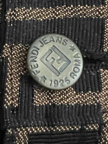 Vtg Fendi Jeans FF Logo Zucca High Waist Straight Leg 26” - Picture 9 of 10