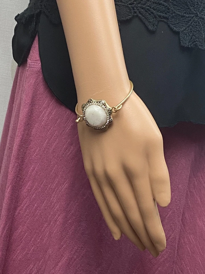 Robert Rose Hematite Tone White Stone and Mix Crystal Womens Bracelet Gold Tone - Image 2 of 4