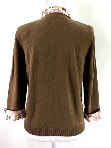 ALFRED DUNNER Faux Lagenlook Pullover PETITE SMALL braun rosa 3/4 Ärmel (J528) - Bild 7 von 9