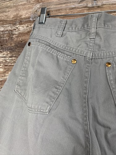 VINTAGE Wrangler Pants Boys 9 x 34 Leather Patch Gray Youth USA Made Cowboy - Picture 11 of 13