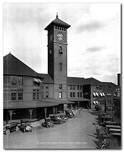 Stampa arte da parete vintage Ford modello T auto Union Station Portland, Oregon (16x20) - Foto 1 di 1