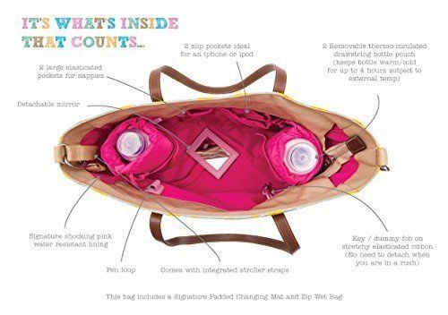 Pink Lining Changing Bag Baby Nappy Tote Satchel Mat Bottle Pocket