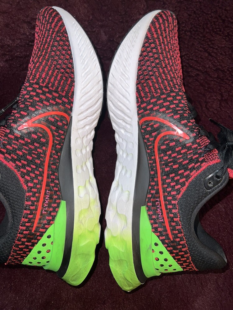 Nike React Infinity Run Flyknit FK Mens Running Shoes Black Red Watermelon DH5392-003 Size 10.5