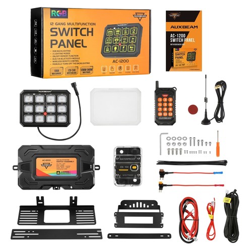 AUXBEAM RGB 12 GANG Switch Panel Relay System 12V/24V bluetooth Remote Control - Foto 9 di 12