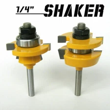 2pc 1/4'' Shank Shaker Bevel Rail & Stile Router Bit Woodworking Cutter Tool Set
