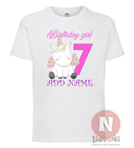 Personalised 7th birthday unicorn t-shirt add your child's name cute party tee - Picture 2 of 3