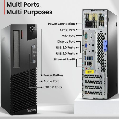 Lenovo M82 SFF Desktop PC Intel i5-3rd 16GB 512GB SSD New 22"LED Wifi Win 10 Pro - Picture 2 of 9