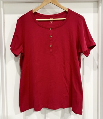Anne Klein Sport Red Short Sleeve Cotton Shirt 1X