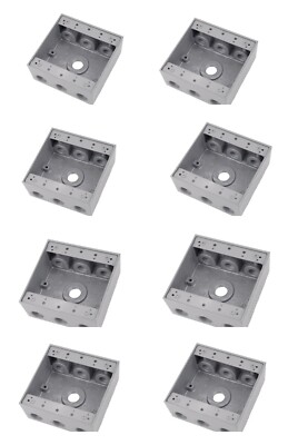 Red Dot Lot of 8, 3 Gang, 7-1/2'' Aluminum Outlet Box 2IH7-1 New Some Open