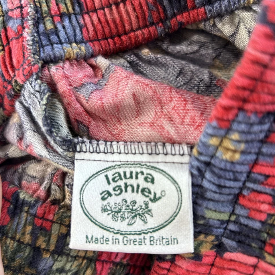 Vtg Laura Ashley Lg high waisted Floral Pattern Pants Granny Cottage Wool Blend - Image 3 of 4