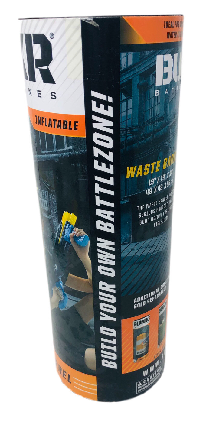 BUNKR Inflatable Waste Barrel Battle Zone Prop – Indoor/Outdoor Kids Game Toy