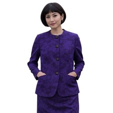 VTG Pendleton Skirt Suit Womens Petite 6 Purple Floral Wool Made USA Jacquard