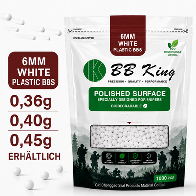 BB King Sniper Precision BIO 6mm BBs 0,36g 0,40g 0,45g 1000 Präzisionskugeln