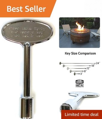 Elegant Polished Chrome Universal Valve Key for Gas Fire Pits and Fireplaces