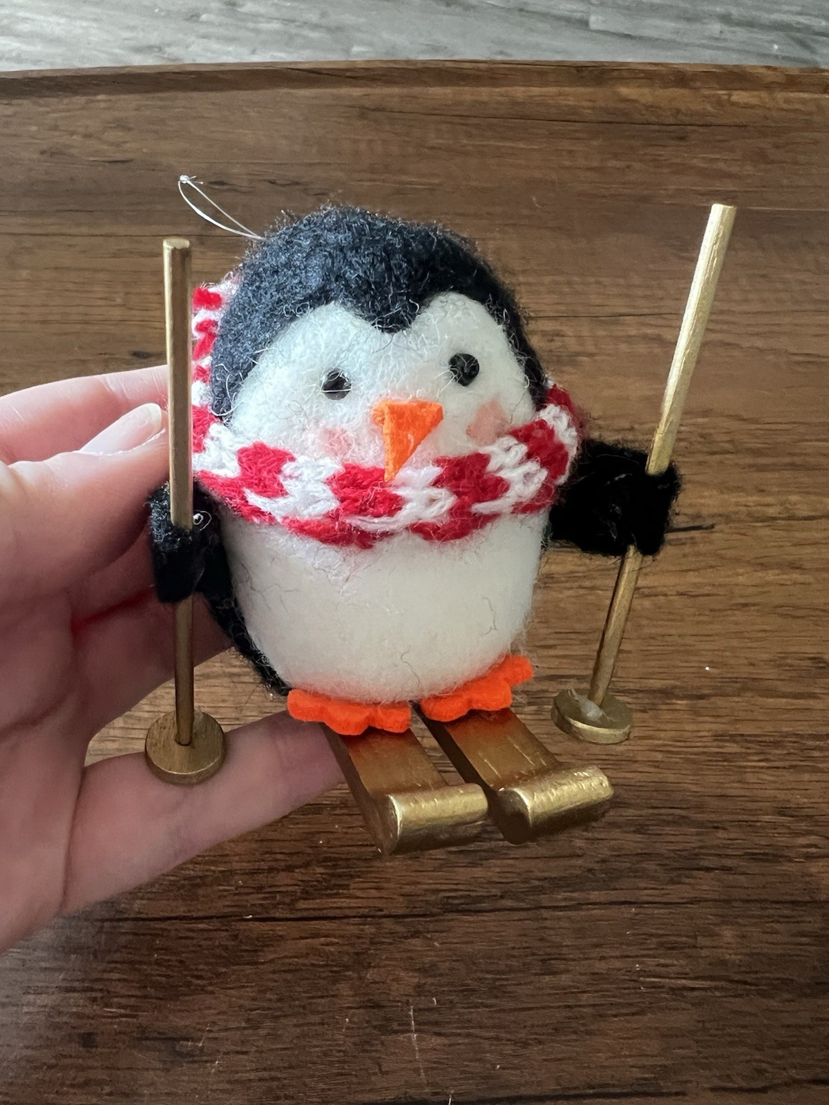 Handmade Felt Penguin Ski Christmas Ornament Holiday Decor