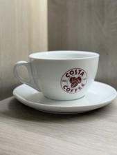 Costa Coffee Cup & Saucer White Ceramic Café Style Clean VGC