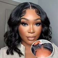 Wear and Go Glueless Bob Wig Body Wave Lace Front Human Hair Wig for Black Women