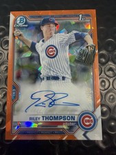 Riley Thompson 2021 1st Bowman Chrome Orange Sapphire Auto Cubs /25