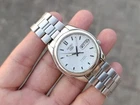 Vintage Seiko 5 Automatic Day-Date Silver Sunburst Dial SS Men's Japanese Watch