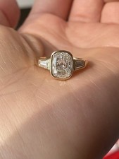Stunning 5.92 Ct Cushion Cut Lab-Grown Diamond Ring  14K Yellow Gold Engagement