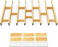SpaceAid Bamboo Drawer Dividers with Inserts and Labels, 17-22 inch, Natural 