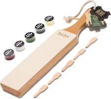 Premium Leather Knife Strop with Polishing Compound for Woodworking