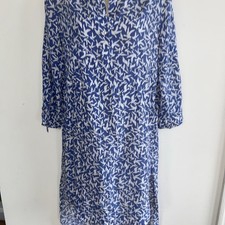 Boho 100% Cotton Tunic Dress Top Bird Print Gold Trim Nu NY S M Rare Indie NEW