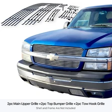 Fits 2003-2005 Chevy Silverado 1500 Stainless Chrome Billet Grille Insert Combo