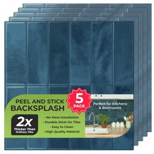 Select Lighting 5 Pack Peel And Stick Backsplash Subway Tiles Extra Thick 3D