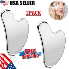 2Pcs Stainless Steel Gua Sha Facial Tools Guasha for Face Metal Gua Sha Tight US