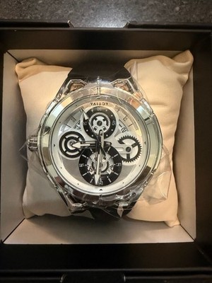 Activa Men's Skeleton Dial Watch with Black Silicone Strap