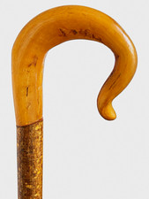 New Ram Horn Shepherds Crook Walking Stick Hazel Shaft 44&rdquo; Rubber Ferrule